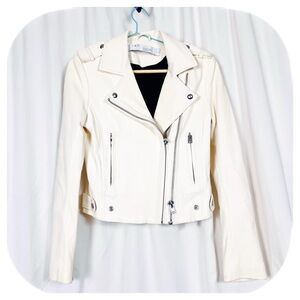 IRO Paris  Off-White Lambskin Leather Moto Jacket Sz Small